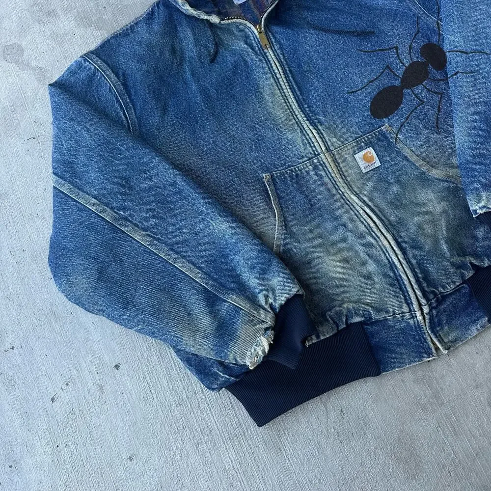 Carhartt JB848 denim blue hooded work wear jacket
